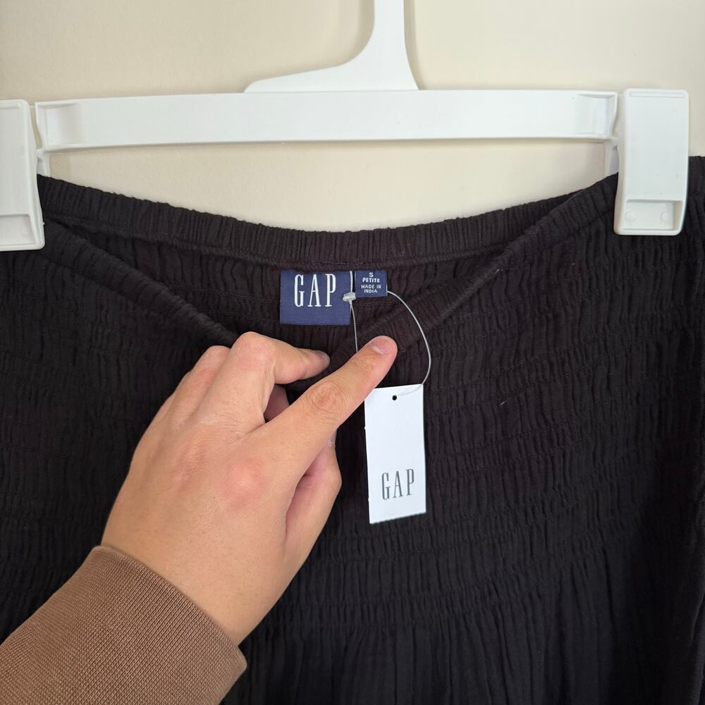 NWT GAP High Smock Waist Crinkle Gauze Maxi Skirt Black 100% Cotton Preppy | S/P - Picture 5 of 10